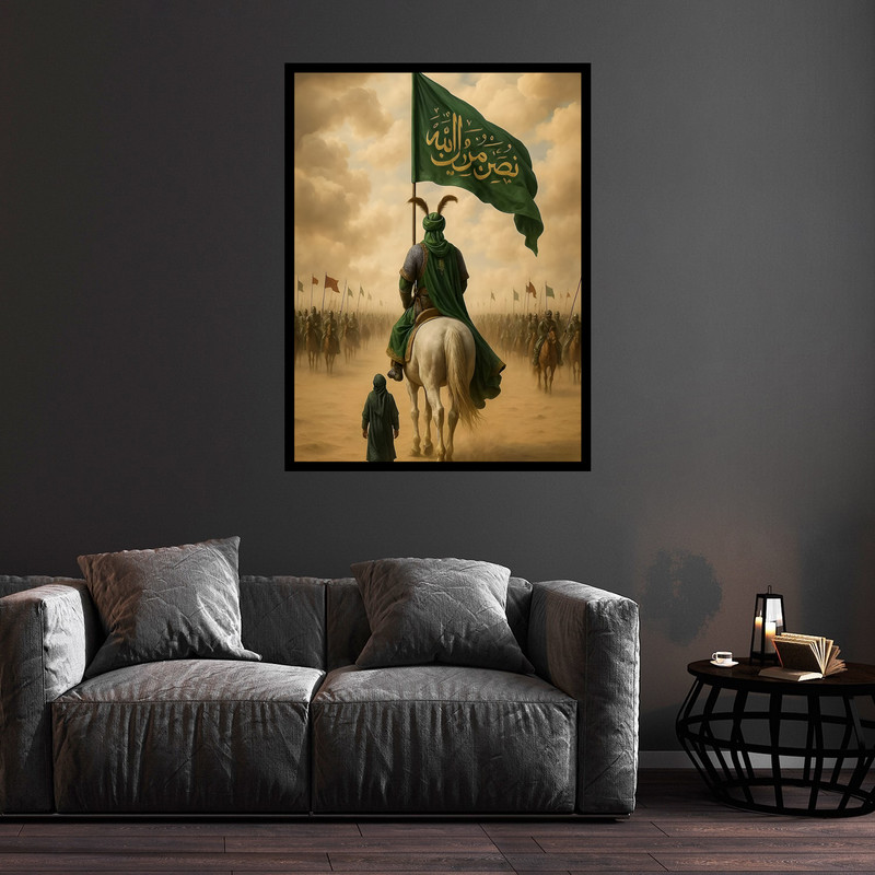 تابلو بکلیت طرح تصویر مذهبی کربلا و امام حسین و روز عاشورا مدل B-bu5631 فریم مشکی