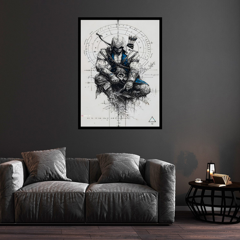 تابلو بکلیت طرح دکوری گیم و گیمینگ بازی اساسین کرید مدل B-bu5777 فریم مشکی