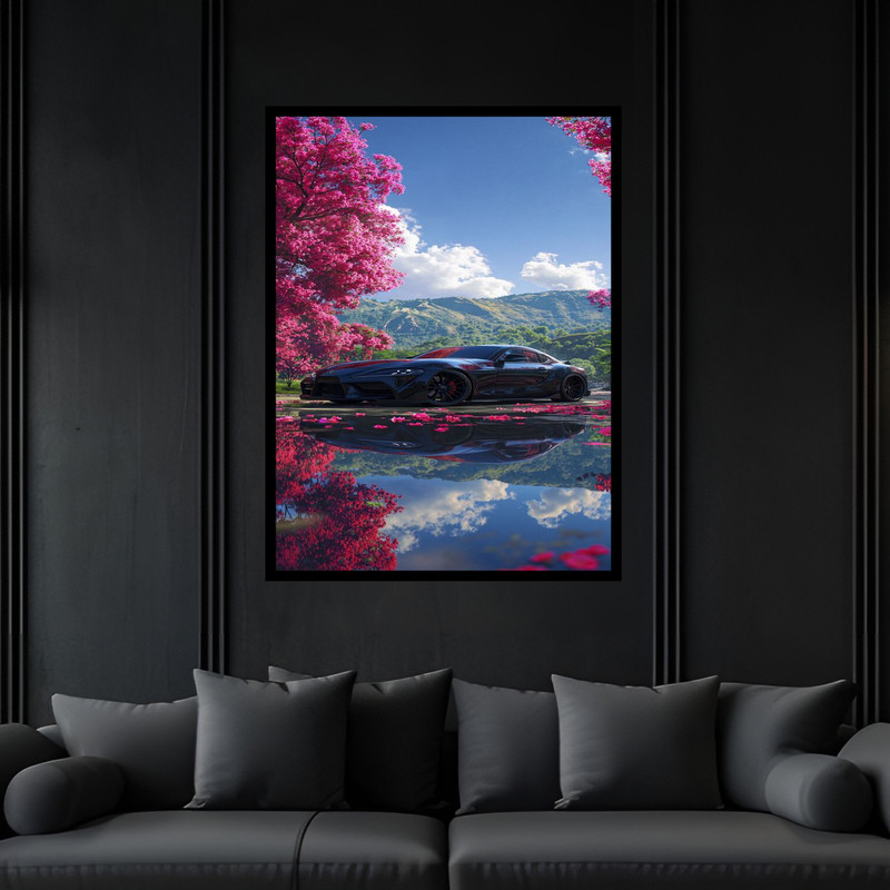 تابلو بکلیت طرح دکوری مدرن خودرو و ماشین مدل B-bu6459 فریم مشکی