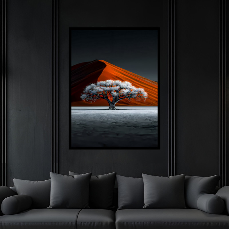 تابلو بکلیت طرح منظره مینیمال هنری طبیعت رنگی مدل B-bu7451 فریم مشکی