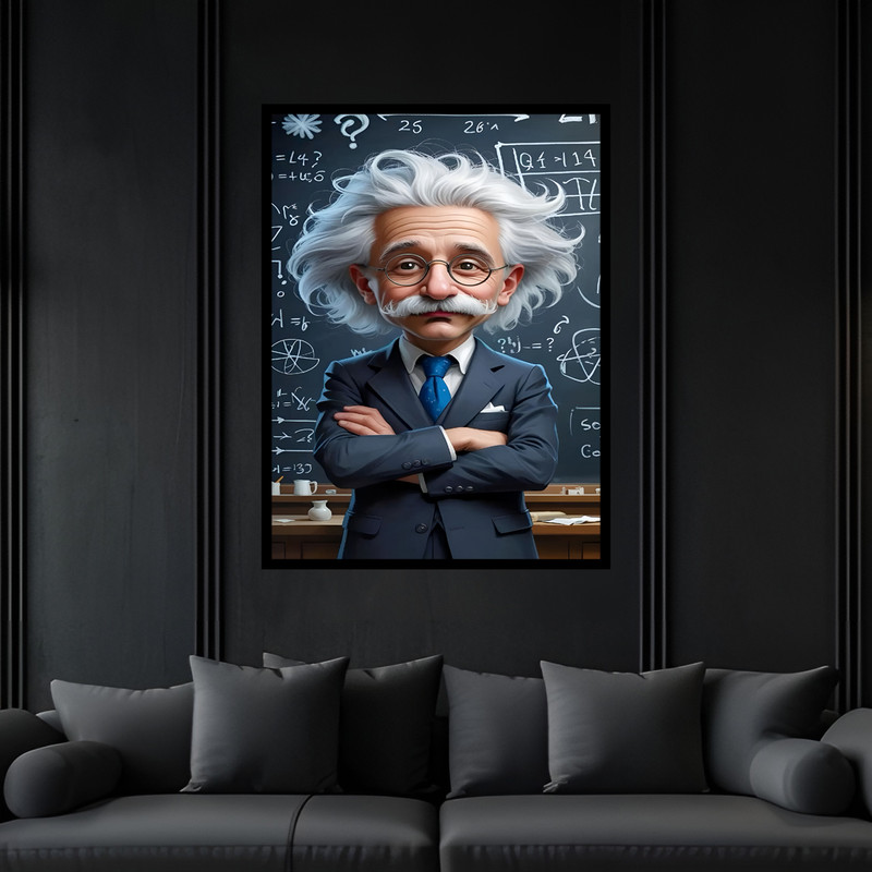 تابلو بکلیت طرح تکنولوژی و فناوری آلبرت انیشتین مدل B-bu7264 فریم مشکی