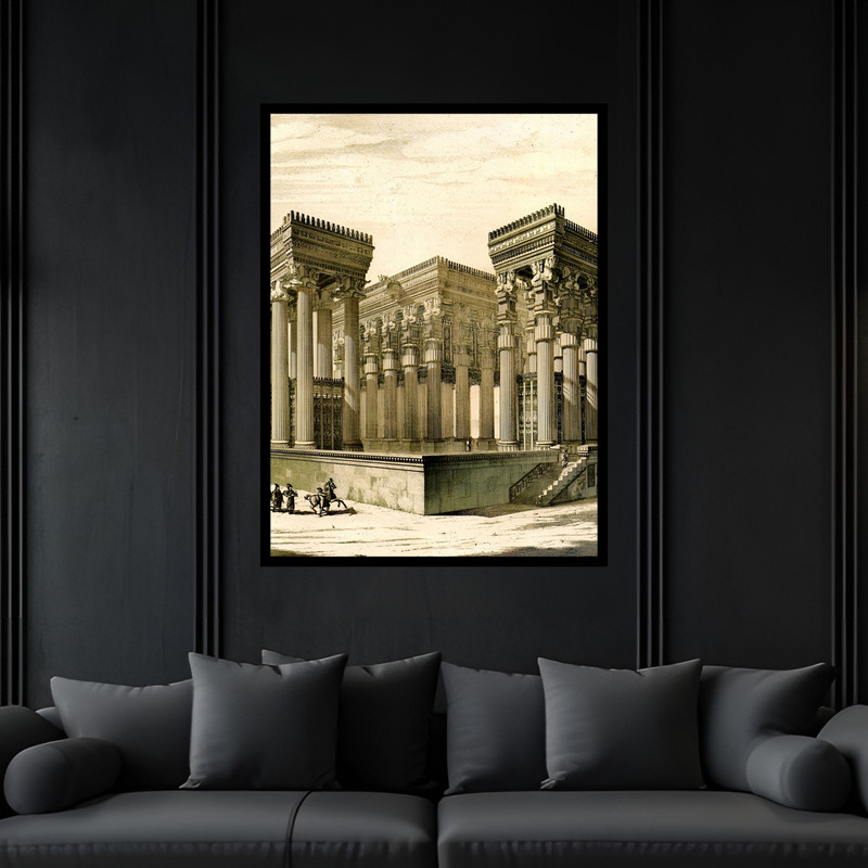 تابلو بکلیت طرح معماری و بنا باستانی تاریخی ایران تخت جمشید  مدل B-bu7229 فریم مشکی