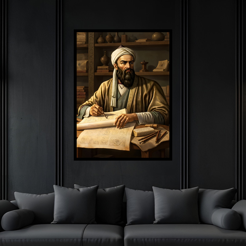 تابلو بکلیت طرح باستانی تاریخی مشاهیر و دانشمندان ایران  مدل B-bu7442 فریم مشکی