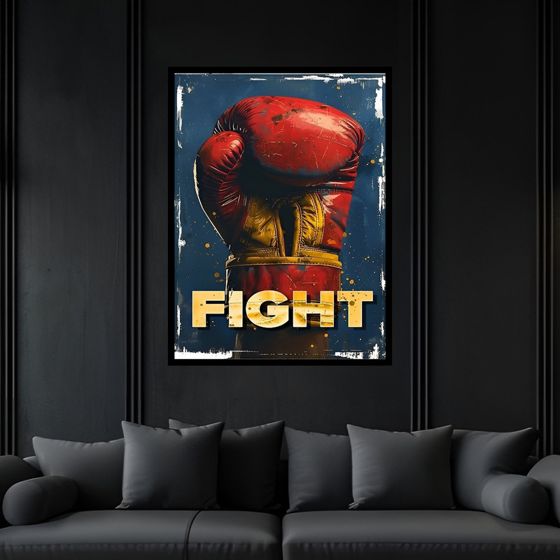 تابلو بکلیت طرح ورزشی بوکس مدل B-bu6964 فریم مشکی