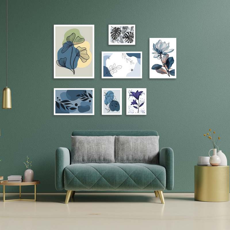 تابلو بکلیت طرح هنری مدرن و دکوری دکوراتیو کلاسیک مینیمال  مدل  W-bu3843 مجموعه هفت عددی فریم سفید