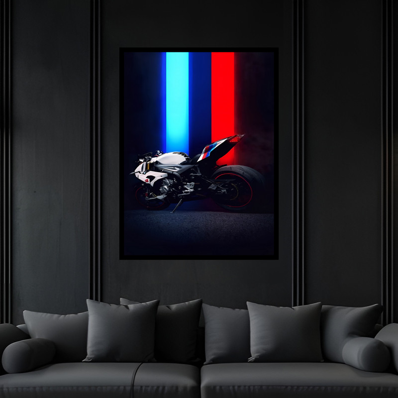 تابلو بکلیت طرح دکوراتیو مدرن موتورسیکلت BMW مدل B-bu7253 فریم مشکی
