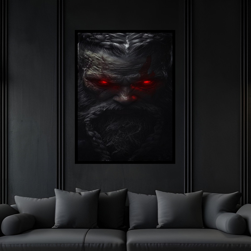 تابلو بکلیت طرح دکوری شخصیت رگنار وایکینگ ها مدل B-bu6428 فریم مشکی