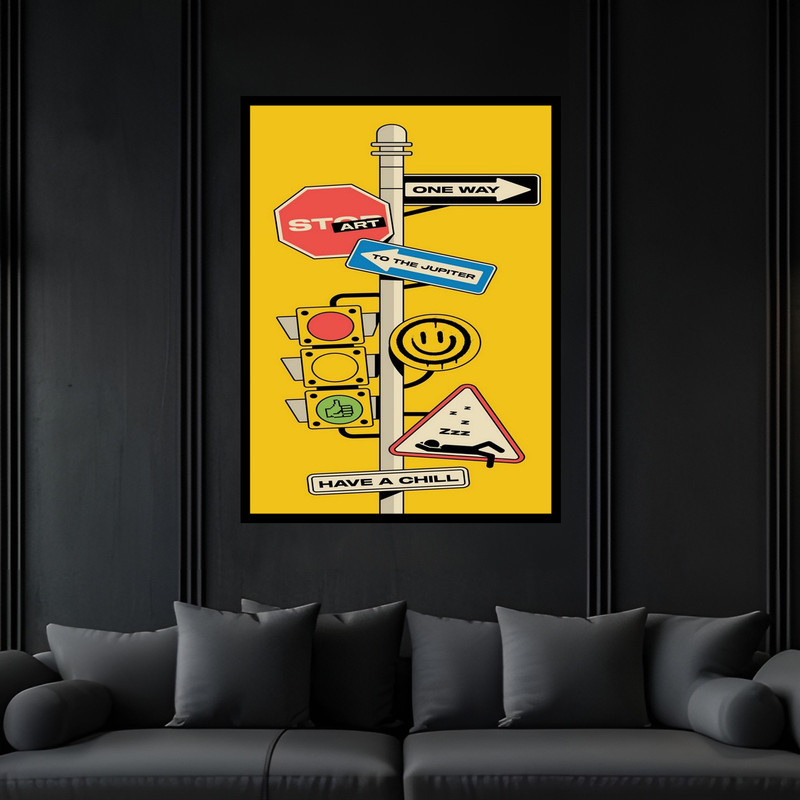 تابلو بکلیت طرح تابلو راهنمایی رانندگی و علامت و علائم شهری مدل B-bu6296 فریم مشکی