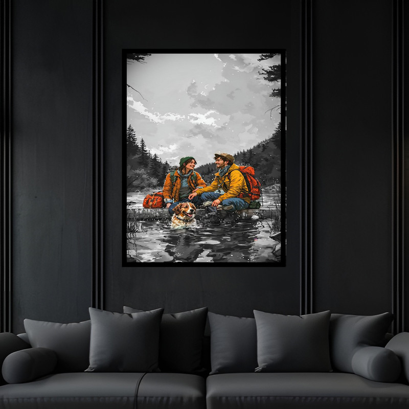 تابلو بکلیت طرح منظره طبیعت مسافرت گردشگری و طبیعت گردی مدل B-bu6211 فریم مشکی