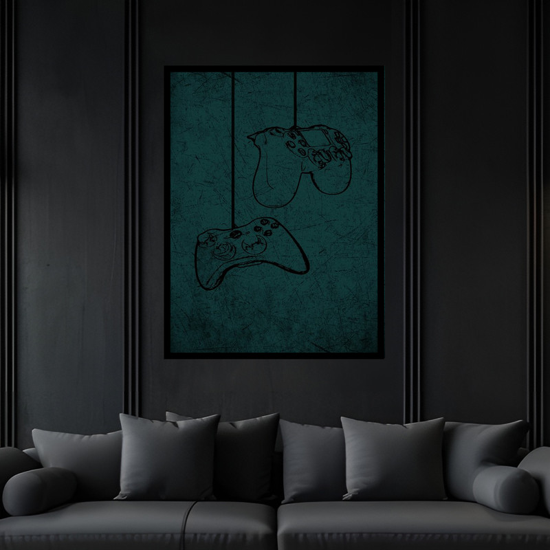 تابلو بکلیت طرح گیم و گیمینگ دسته کنسول بازی ps مدل B-bu6212 فریم مشکی