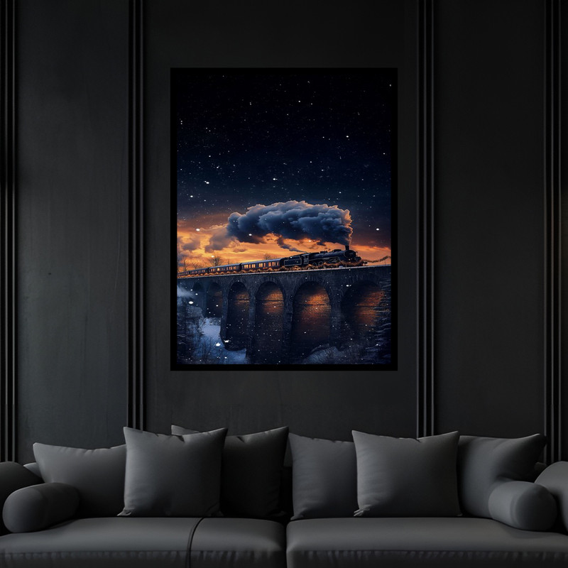 تابلو بکلیت طرح هنری مدرن قطار شگفت انگیز مدل B-bu6196 فریم مشکی