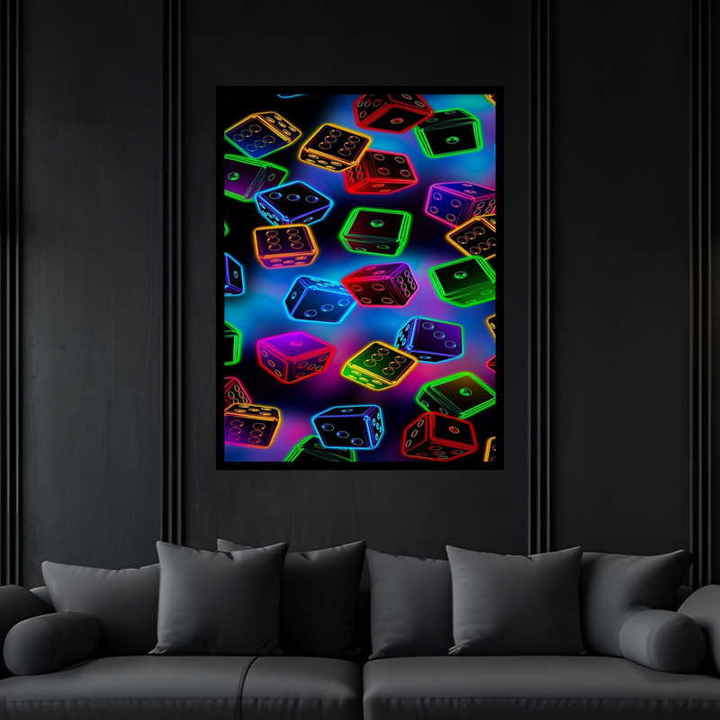 تابلو بکلیت طرح تاس بازی فکری مدل B-bu6800 فریم مشکی