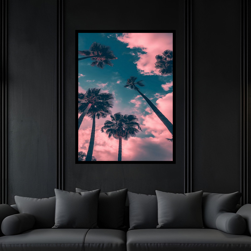 تابلو بکلیت طرح طبیعت درخت نخل خرما مدل B-bu6767 فریم مشکی