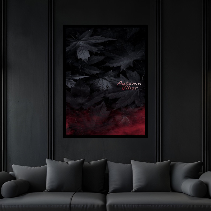 تابلو بکلیت طرح هنری فصل پاییز و برگ درخت و طبیعت مدل B-bu6132 فریم مشکی