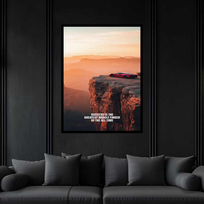 تابلو بکلیت طرح جمله انگیزشی و منظره طبیعت صحرا کویر و صخره مدل B-bu6095 فریم مشکی