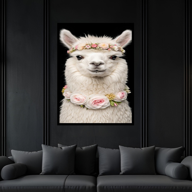 تابلو بکلیت طرح فانتزی دکوری شتر لاما مدل B-bu6456 فریم مشکی