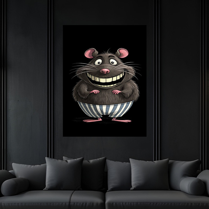 تابلو بکلیت طرح دکوری فانتزی حیونات موش مدل B-bu6357 فریم مشکی