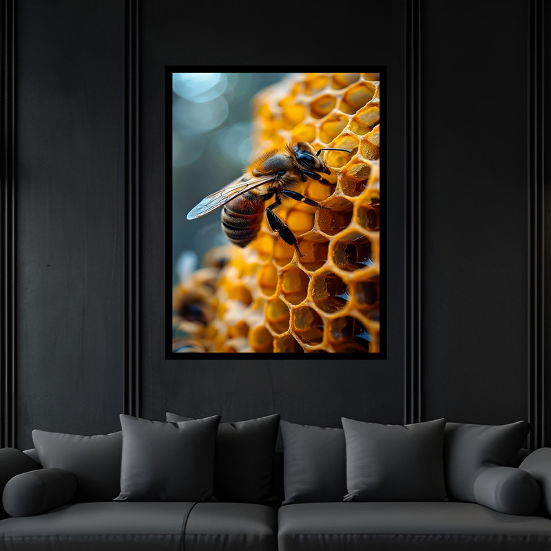 تابلو بکلیت طرح زنبور عسل مدل B-bu7044 فریم مشکی