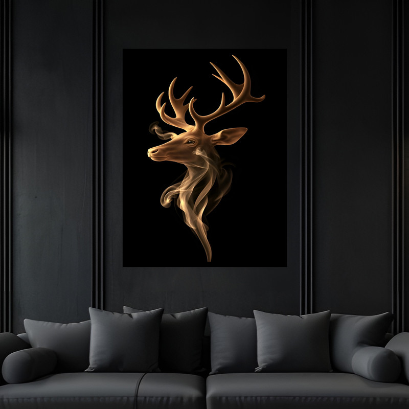 تابلو بکلیت طرح دکوراتیو مدرن شاخ گوزن مدل B-bu7168 فریم مشکی