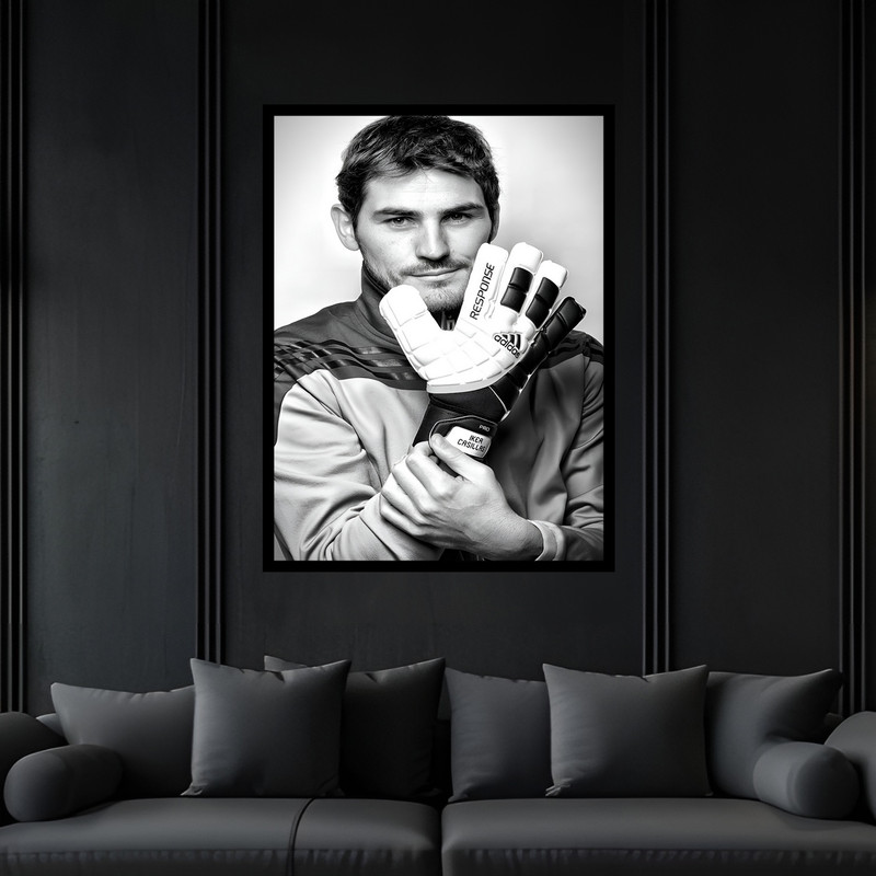 تابلو بکلیت طرح ورزشی دروازه بان فوتبال کاسیاس مدل B-bu7108 فریم مشکی