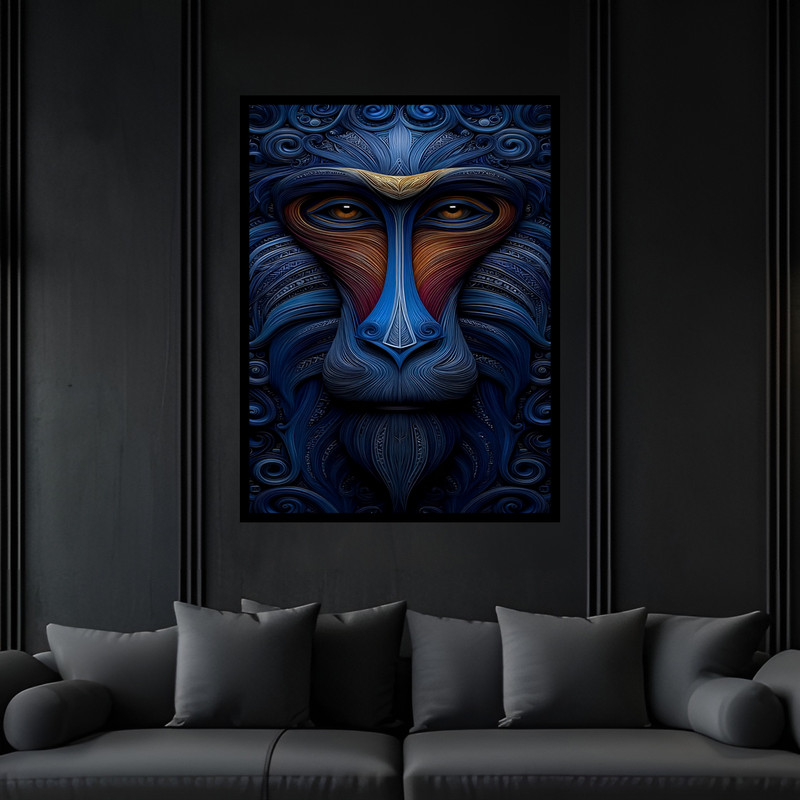 تابلو بکلیت طرح میمون دکوراتیو فانتزی  مدل B-bu7326 فریم مشکی