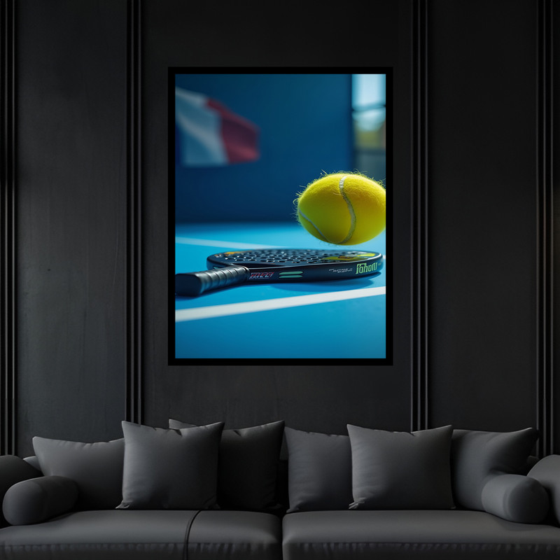 تابلو بکلیت طرح ورزشی توپ تنیس مدل B-bu7014 فریم مشکی