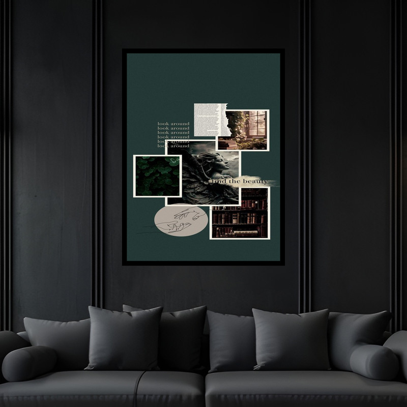 تابلو بکلیت طرح دکوری دکوراتیو نوستالژیک هنری مدرن  مدل B-bu6027 فریم مشکی