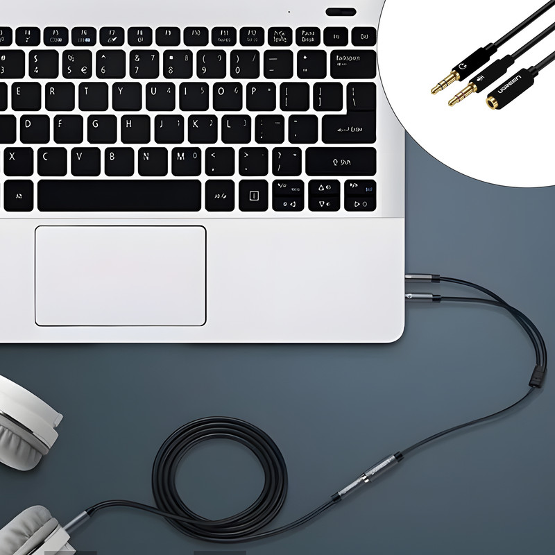 مبدل صدا 1 ماده به 2 نر AUX یوگرین مدل AV140-20898 طول 0.20 متر