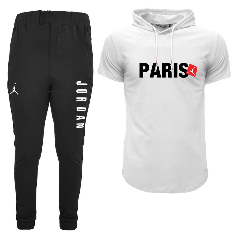 ست تی شرت کلاه دار و شلوار مردانه مدل 00412316