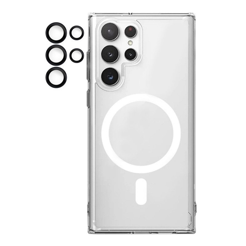کاور آکوآرا مدل MagSafe BKRNG مناسب برای گوشی موبایل سامسونگ Galaxy S22 Ultra به همراه محافظ لنز دوربین