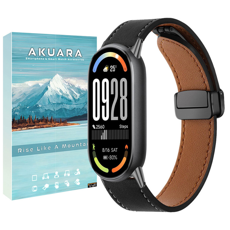 بند آکوآرا مدل Magnetic Leather مناسب برای مچ‌بند هوشمند شیائومی Mi Band 10