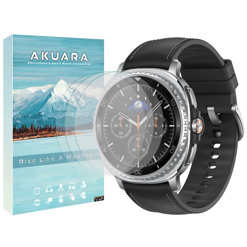 محافظ صفحه نمایش آکوآرا مدل GLS مناسب برای ساعت هوشمند سامسونگ Galaxy Watch 8 Classic 46mm بسته سه عددی