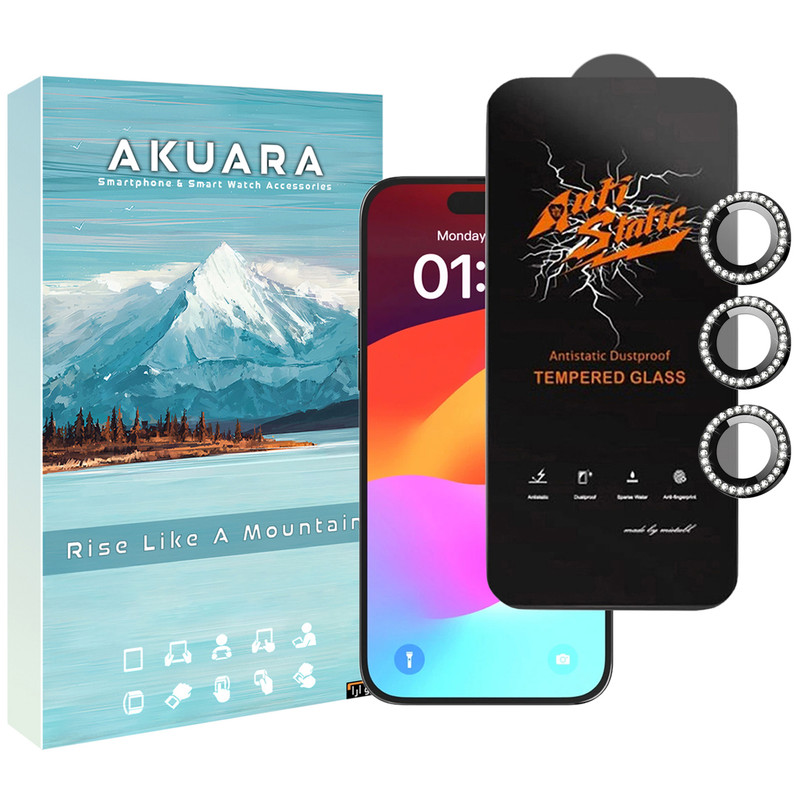 محافظ صفحه نمایش آکوآرا مدل AKU ASNG مناسب برای گوشی موبایل اپل iPhone 12 Pro Max به همراه محافظ لنز دوربین