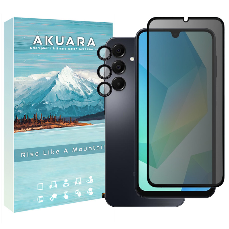 محافظ صفحه نمایش حریم شخصی آکوآرا مدل PRV-Ring مناسب برای گوشی موبایل سامسونگ Galaxy A16 به همراه محافظ لنز دوربین