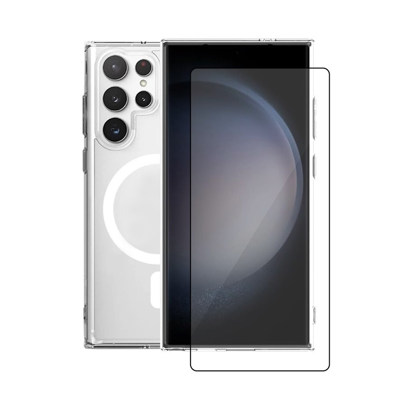 کاور آکوآرا مدل MagSafe GLS مناسب برای گوشی موبایل سامسونگ Galaxy S23 Ultra به همراه محافظ صفحه نمایش