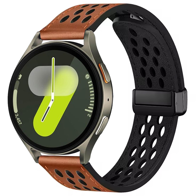 بند آکوآرا مدل Hole-Learther-MAG مناسب برای ساعت هوشمند سامسونگ Galaxy Watch 4 40mm / Watch 4 44mm / Watch 4 Classic 42mm / Watch 6 Classic 47mm
