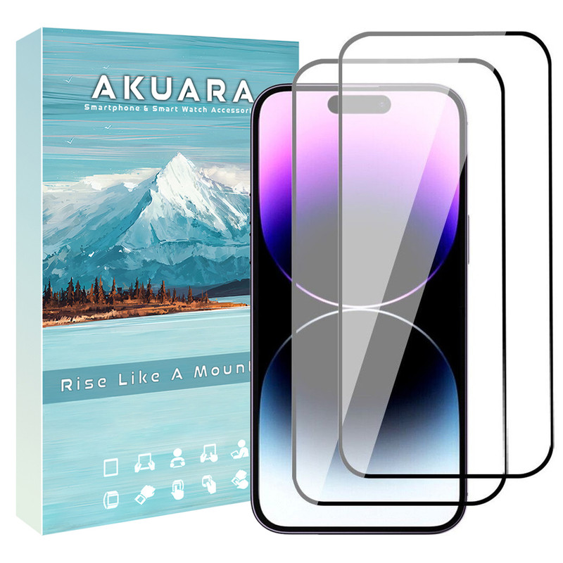 محافظ صفحه نمایش آکوآرا مدل Full AKU مناسب برای گوشی موبایل اپل iPhone 15 Pro Max مجموعه دو عددی