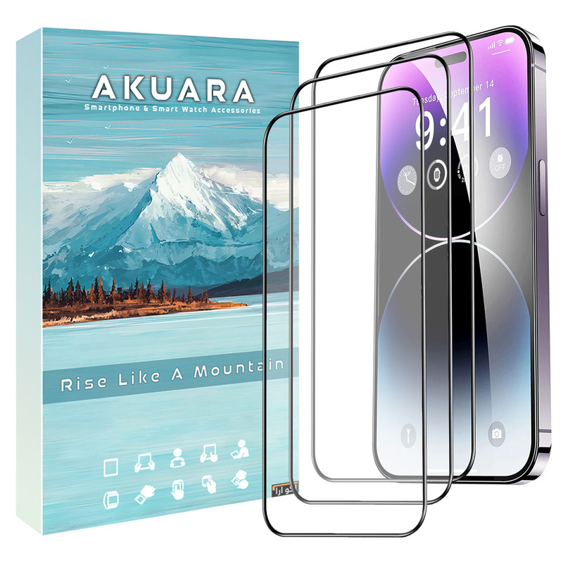 محافظ صفحه نمایش آکوآرا مدل Full AKU مناسب برای گوشی موبایل اپل iPhone 16 Pro Max مجموعه سه عددی