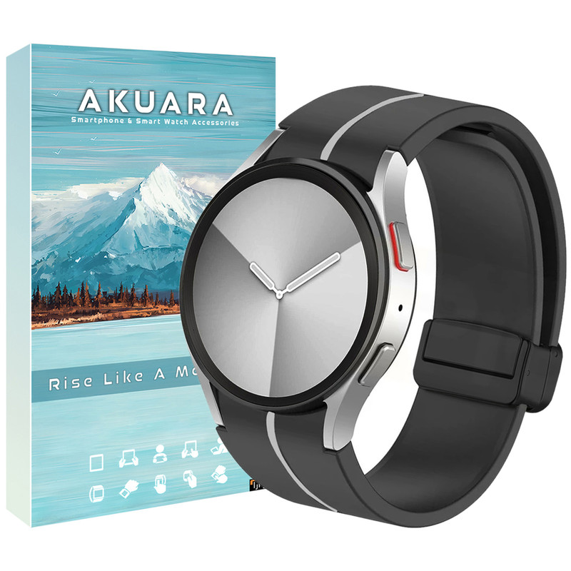 بند آکوآرا مدل Mag Line BKGRY مناسب برای ساعت هوشمند سامسونگ Galaxy Watch 4/5/6/7/FE size 40/43/44/46/47mm