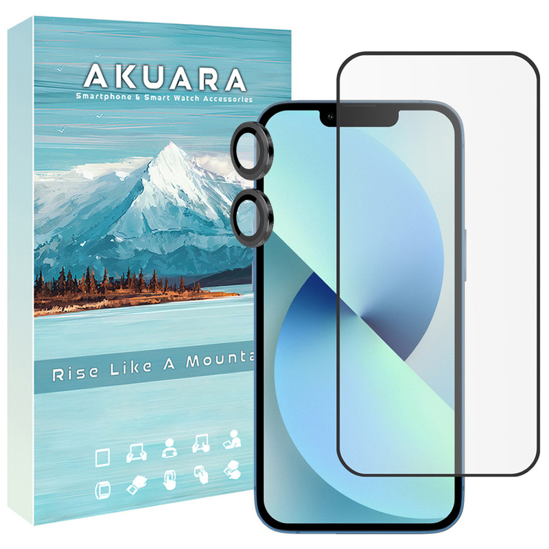 محافظ صفحه نمایش آکوآرا مدل AKU flrn مناسب برای گوشی موبایل اپل iPhone 12 به همراه محافظ لنز دوربین