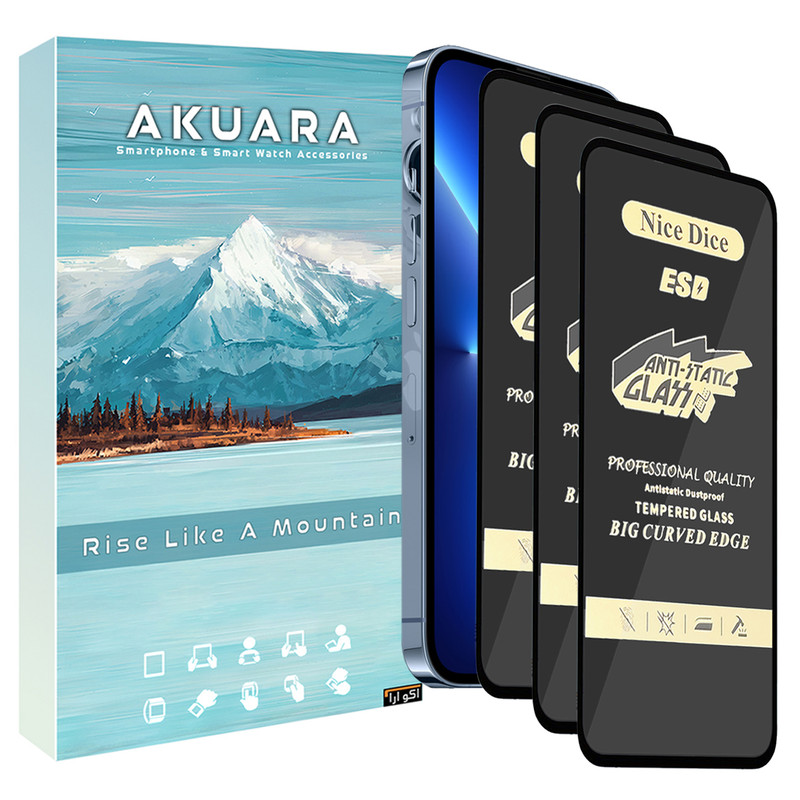 محافظ صفحه نمایش آکوآرا مدل AKU nas3 مناسب برای گوشی موبایل اپل iPhone 15 Pro مجموعه سه عددی
