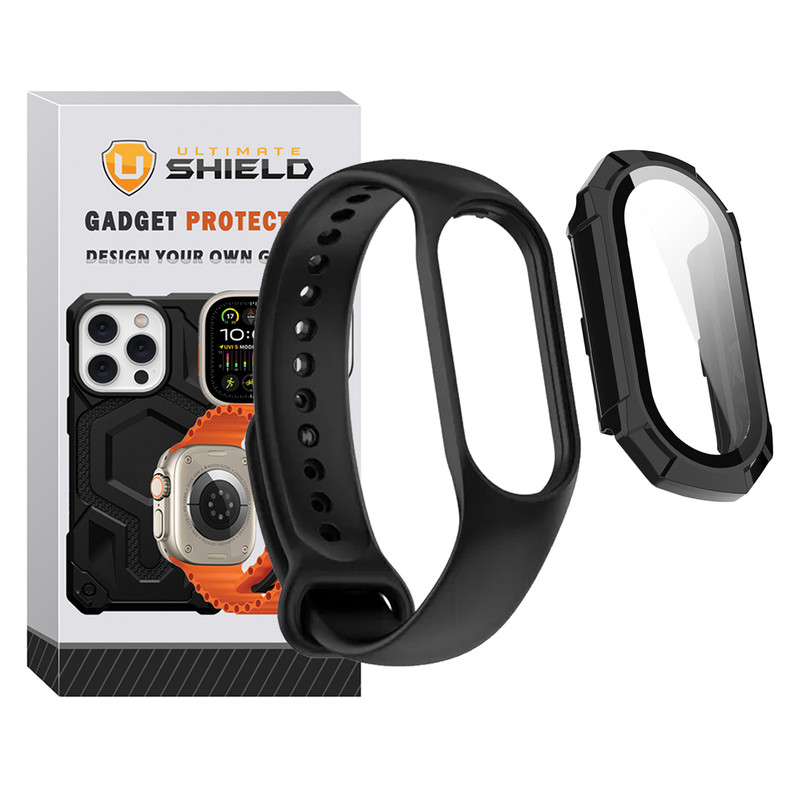 بند آلتیمیت شیلد مدل Mi7 GRD BL مناسب برای ساعت هوشمند شیائومی Mi Band 7 به همراه کاور