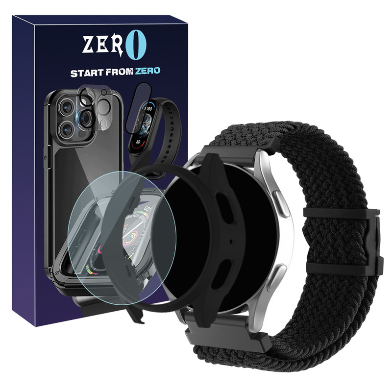 بند زیرو مدل Braided_Mag_GRD مناسب برای ساعت هوشمند سامسونگ Galaxy Watch 4 Classic 46mm به همراه کاور