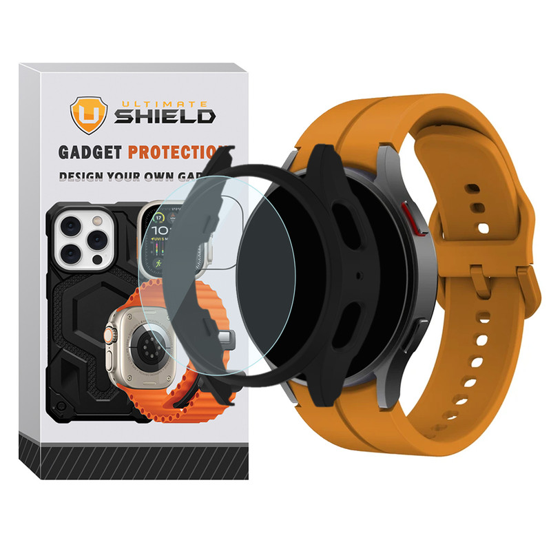 بند آلتیمیت شیلد مدل Silic ORG_GRD مناسب برای ساعت هوشمند سامسونگ Galaxy Watch 4 Classic 46mm به همراه کاور