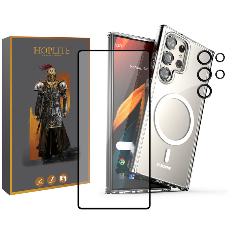 کاور هاپلایت مدل MagSafe Clear HL مناسب برای گوشی موبایل سامسونگ Galaxy S25 Ultra به همراه محافظ صفحه نمایش گوشی و محافظ لنز دوربین