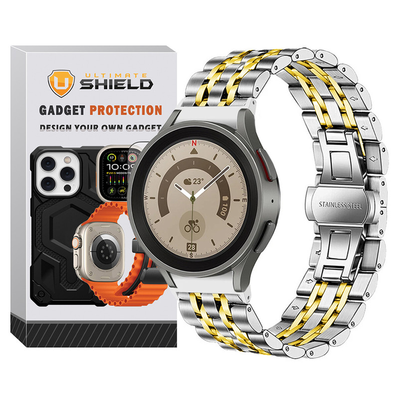 بند آلتیمیت شیلد مدل 7Row SLV 2C BTN مناسب برای ساعت هوشمند سامسونگ Galaxy Watch 7 40mm / Watch 7 44mm / Watch FE 40mm