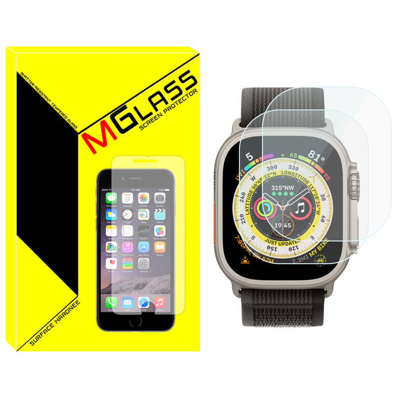 محافظ صفحه نمایش شیشه‌ای ام‌گلس مدل Glass-MG مناسب برای ساعت هوشمند ویرفیت HW8 Ultra max بسته دو عددی