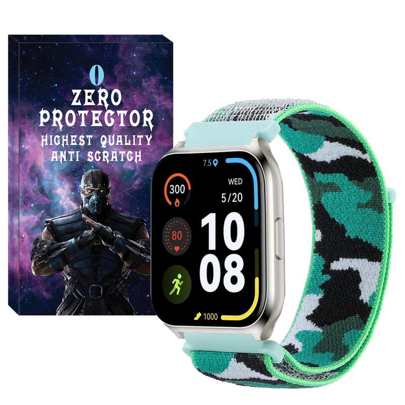 بند زیرو مدل Nylon-Army-ZR مناسب برای ساعت هوشمند امیزفیت BIP / BIP S / BIP S Lite / BIP U / BIP U Pro