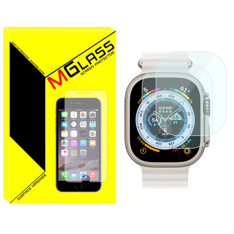 محافظ صفحه نمایش شیشه‌ای ام‌گلس مدل SH-MG مناسب برای ساعت هوشمند الترا HW8 Ultra Max بسته دو عددی