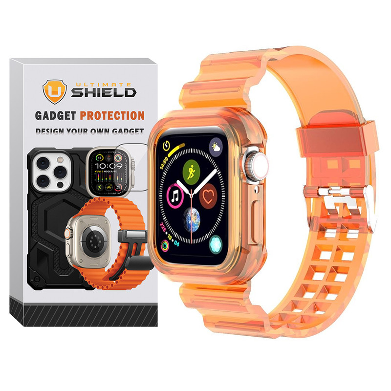 بند آلتیمیت شیلد مدل Transparent Shock مناسب برای اپل واچ 44 mm سری 6 به همراه کاور